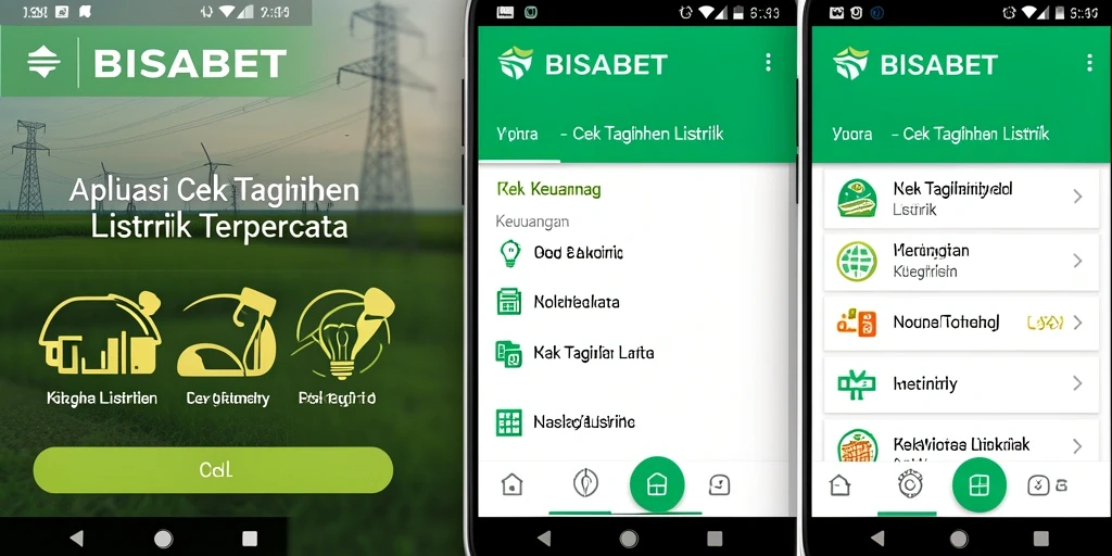 Antarmuka aplikasi Cek Tagihan Listrik BISABET yang sederhana dan informatif.