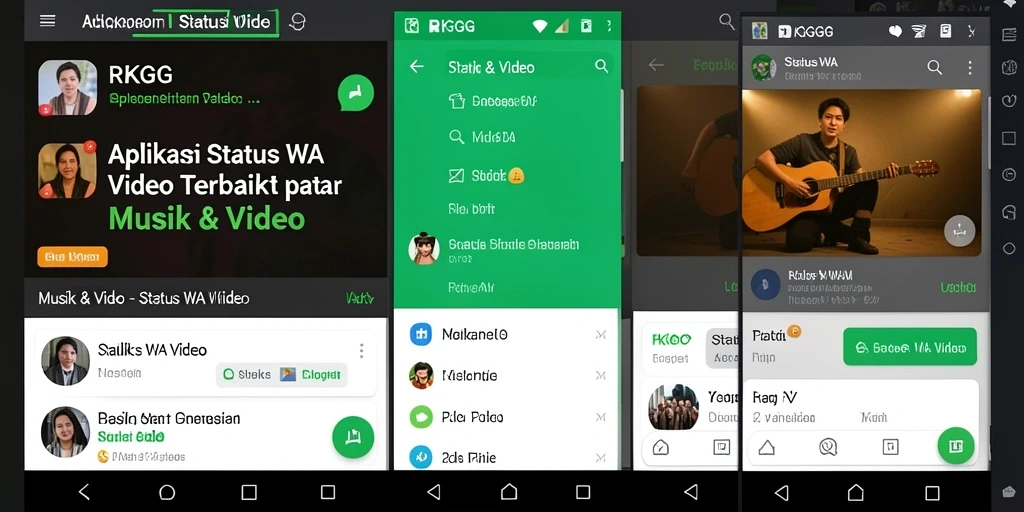 Tampilan antarmuka RKGG dengan koleksi video-status yang menarik.